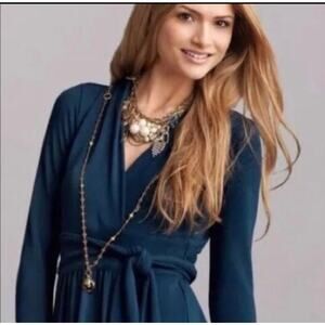 CAbi Style 227 Chelsea Faux Wrap Dress Teal Size Large